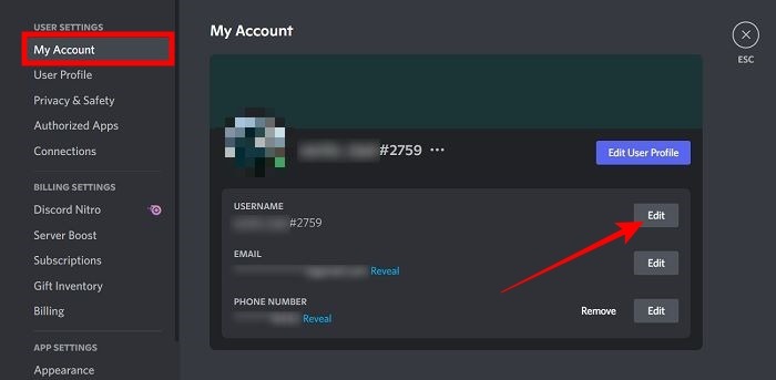Change Discord Username My Account Edit