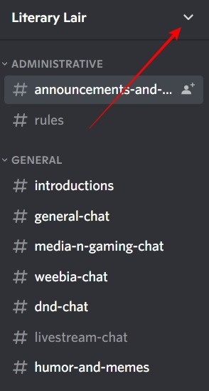 Change Discord Username Server Down Arrow