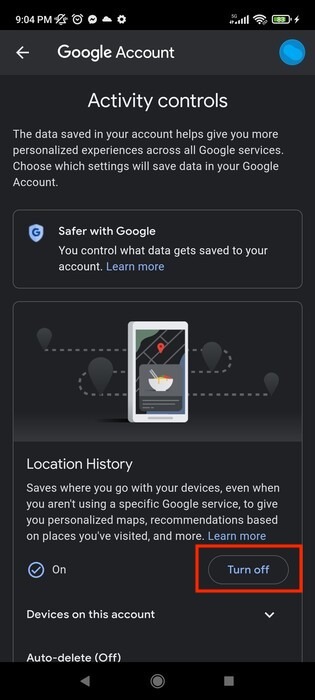 Google Location Disable Location History Activity Controls