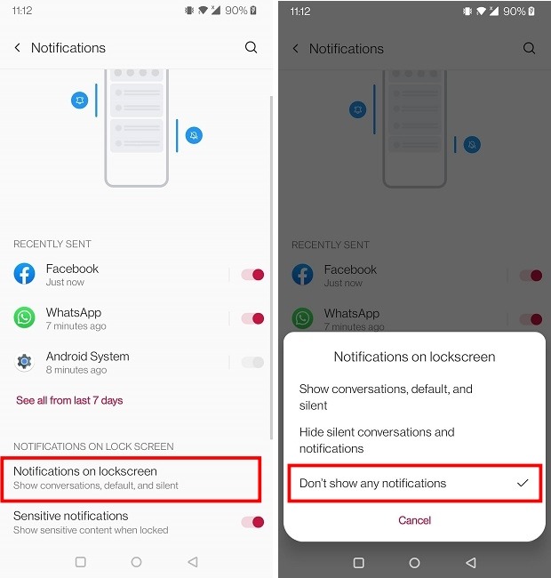 Hide Notifications Lockscreen Android