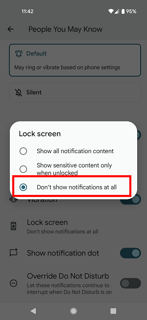 Hide Notifications Lockscreen Pixel Select Type