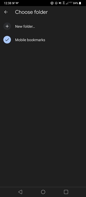 Creating a new folder to organize bookmarks in Chrome.