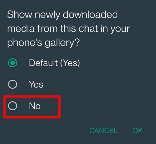Prevent Whatsapp Saving Images Android Off