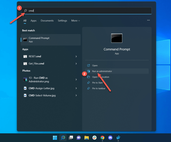 Search Cmd And Open As Admin