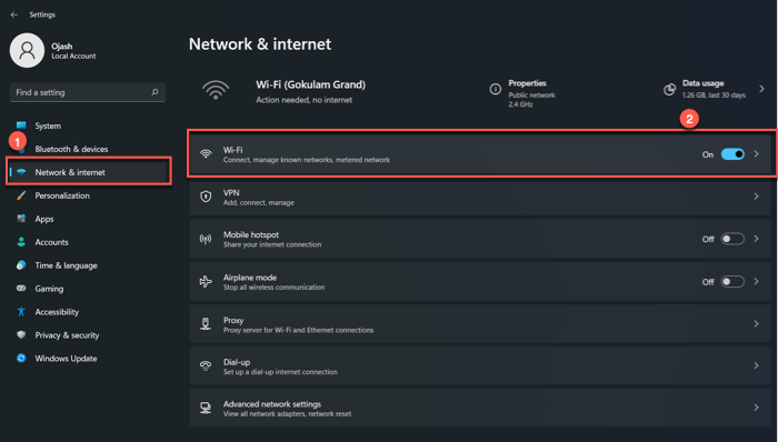 Select Wifi From Network Settings