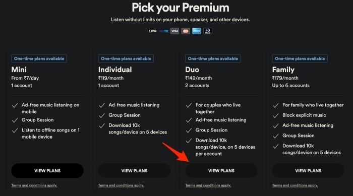 Spotify Subscriptions Plans