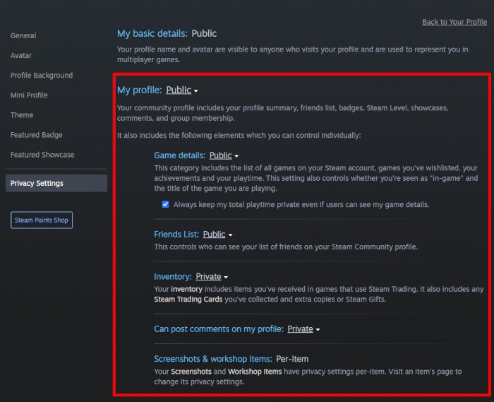 Steam Stats Profile Edit Privacy Settings