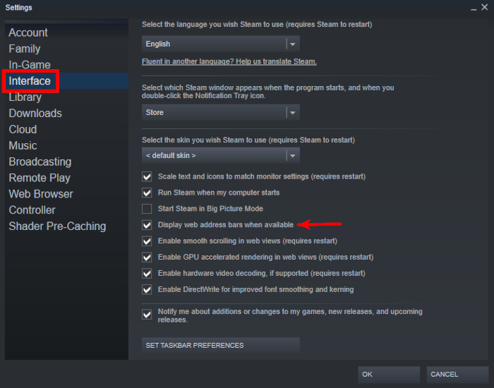 Steam Stats Settings
