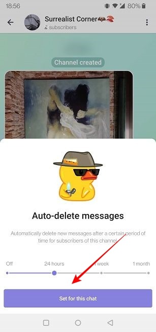 Telegram Channel Mobile Set For This Chat