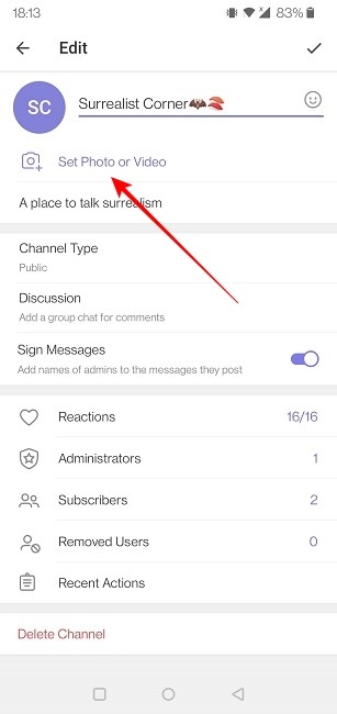 Telegram Channel Mobile Set Photo