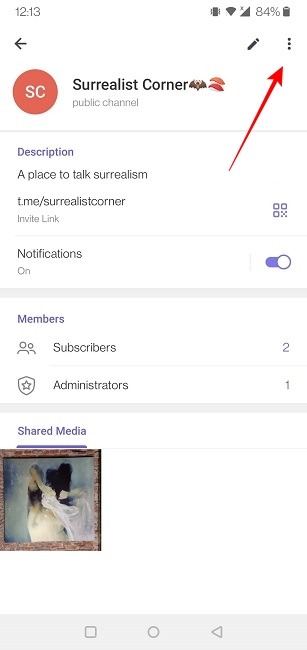 Telegram Channel Mobile Three Dots