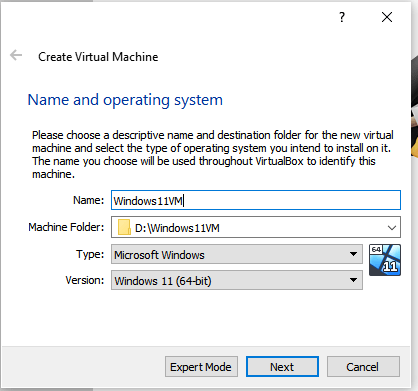 Try Windows 11 Create Vm Step2