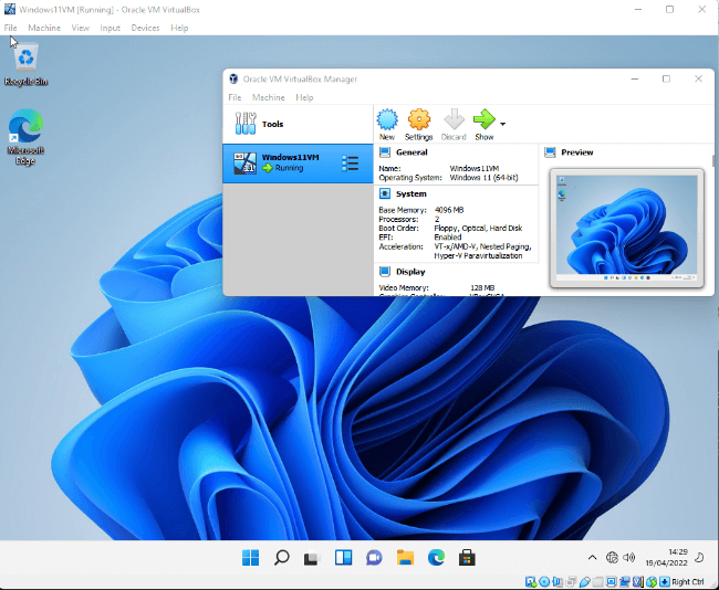 Try Windows Virtual Box Install 7