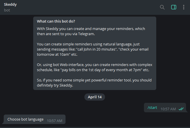 Using Telegram Skeddybot 2