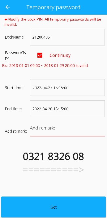 Welock Smart Lock Mobile Temporary Password