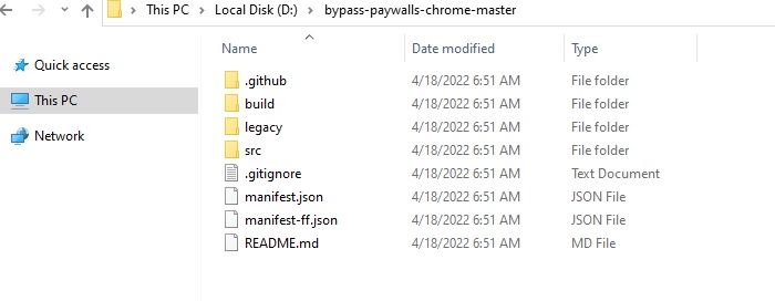 Bypass Paywalls Extracted Folder