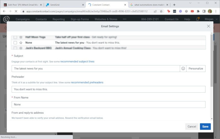 Ems Constant Contact Email Info