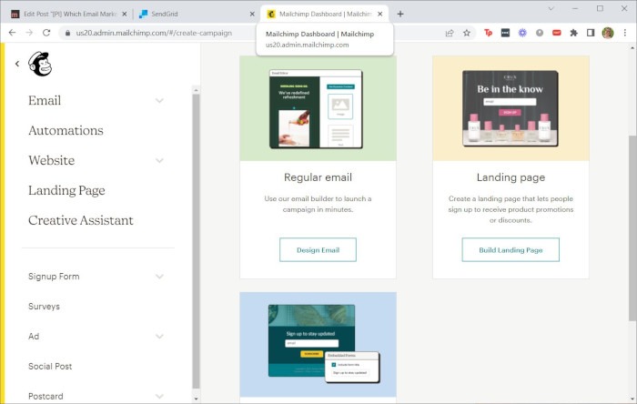 Ems Mailchimp Creation Options