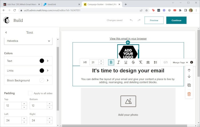 Ems Mailchimp Text