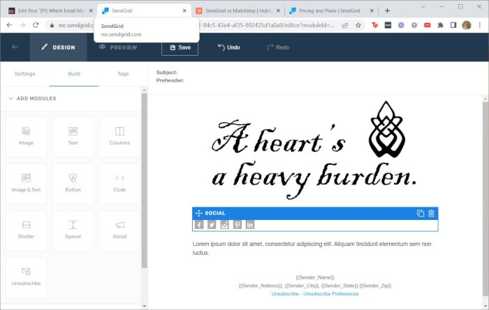 Ems Sendgrid Design More
