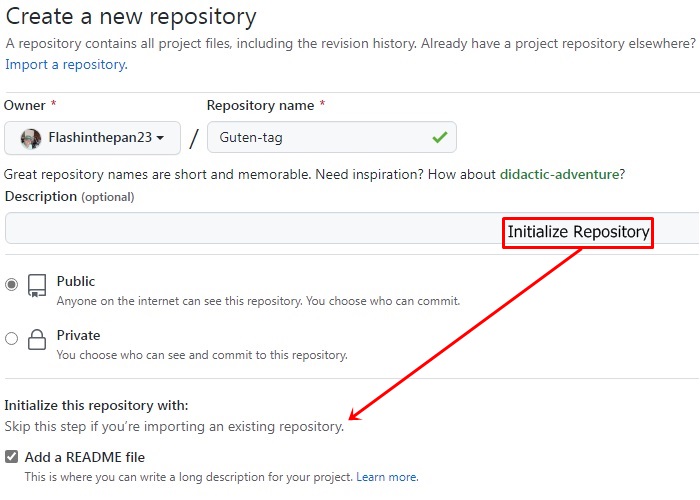 Github Add Animation Repository Name Initialize