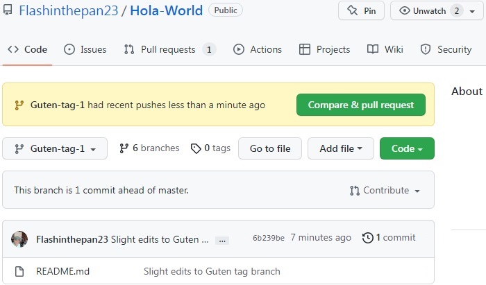 Github Add Animation Screenshot Branch Pushed