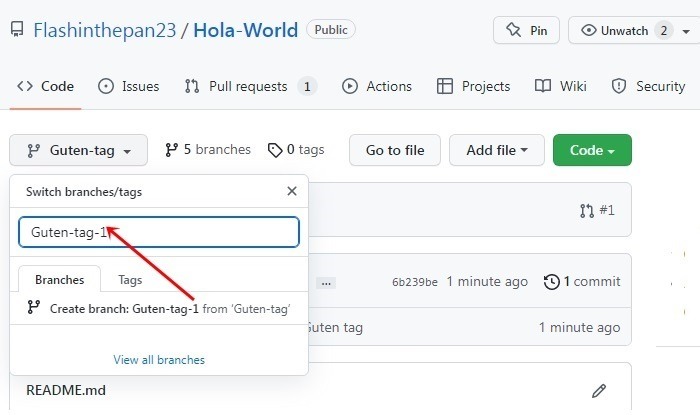 Github Add Animation Screenshot Creating New Branch Process