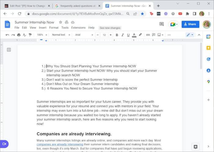 Google Doc Margins No Selections