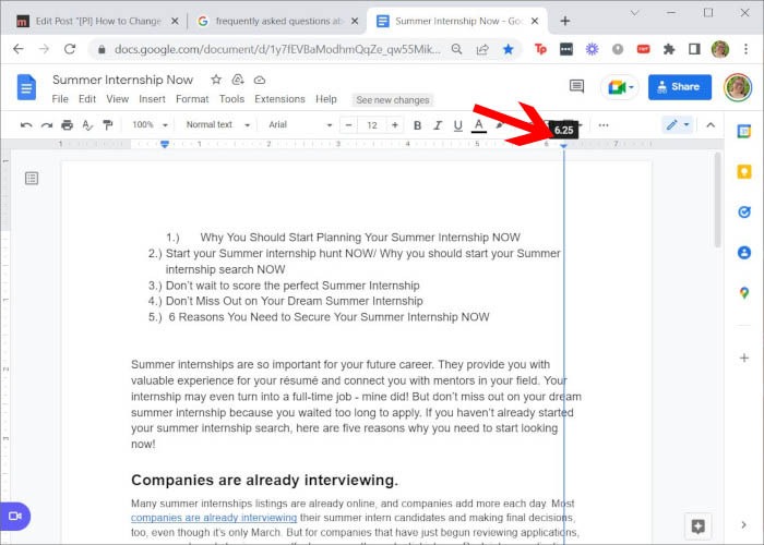 Google Doc Margins Right