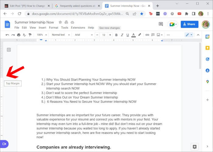 Google Doc Margins Top Bottom