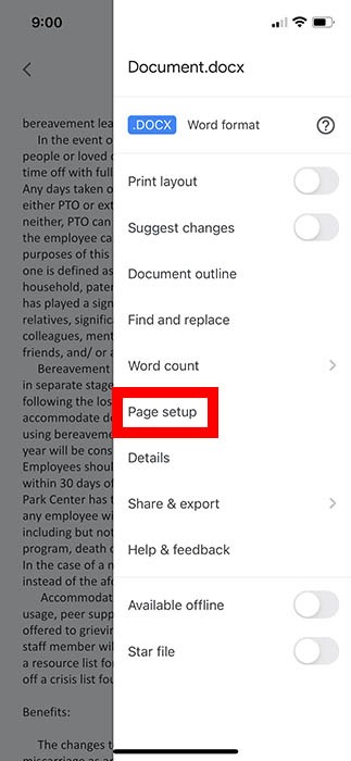 Google Doc Margins Ios Page Setup