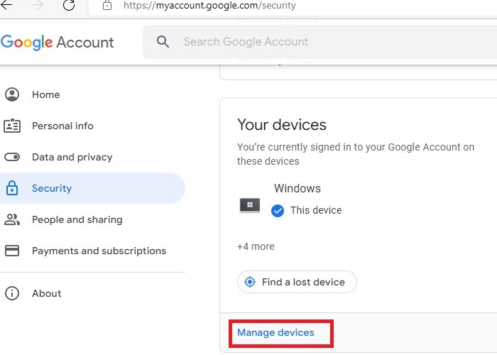 Locked Out Google Recovery Manage Devices