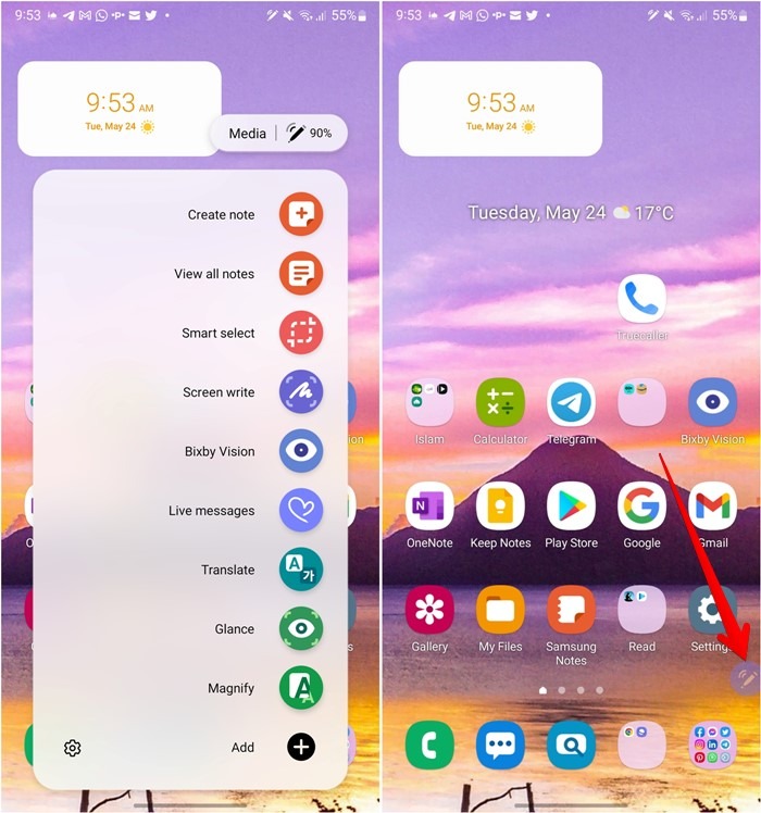 S Pen Air Command Menu Open