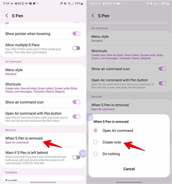 S Pen Remove Shortcut