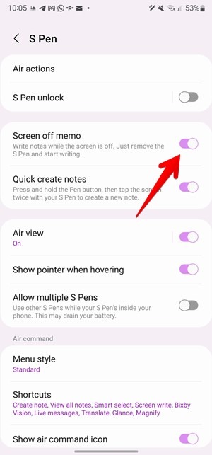 S Pen Screen Off Memo