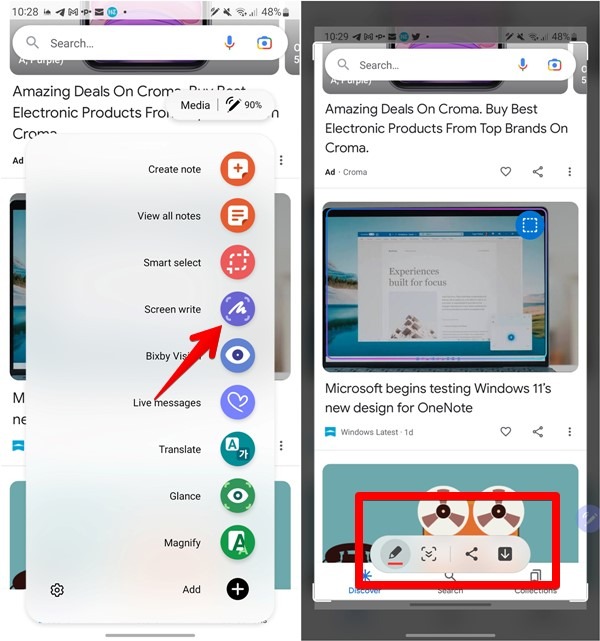 S Pen Write On Screenshot