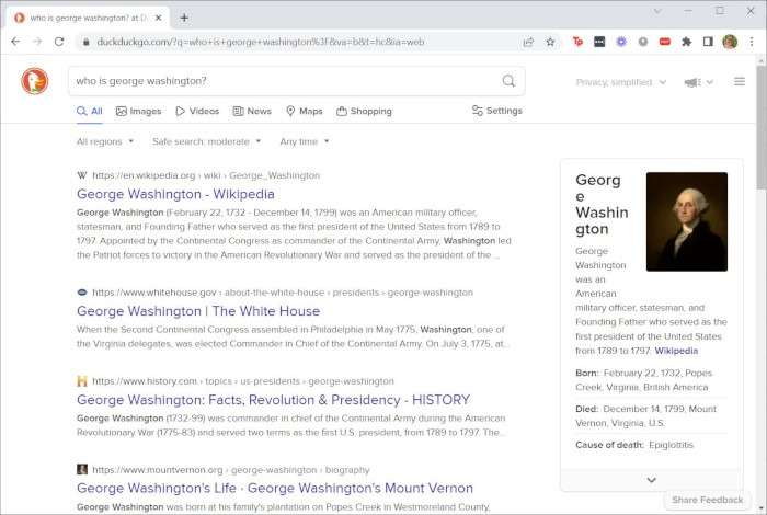 Best Search Engine Duckduckgo George Washington Search Engines Duckduckgo Person