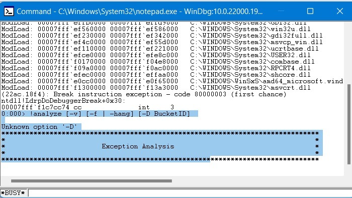 Unexpected Store Analyze Exception Analysis Results Unknown Option