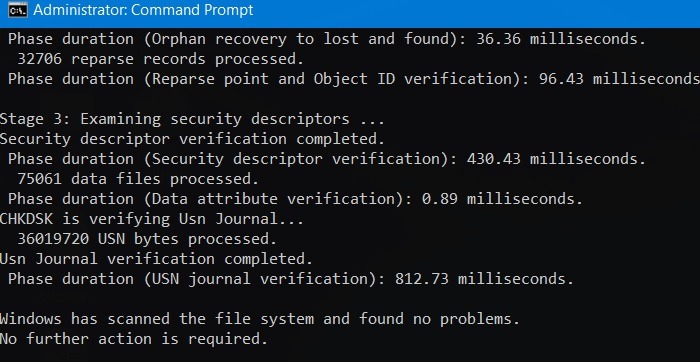 Unexpected Store Chkdsk Results