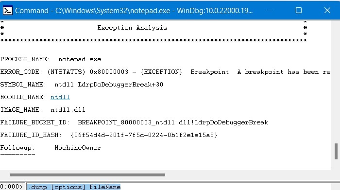 Unexpected Store Create Dump File User Kernel Mode