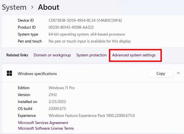 Unexpected Store Error Message Advanced System Settings