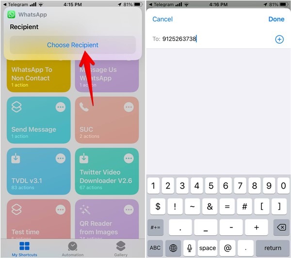 Whatsapp Siri Shortcut Add Number