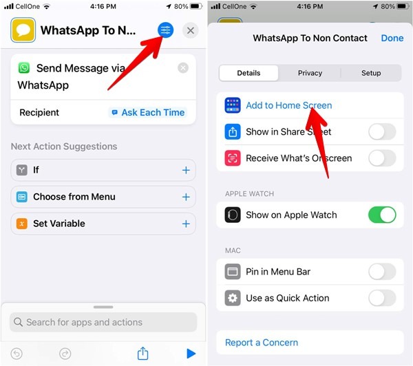 Whatsapp Siri Shortcut Add To Home Screen