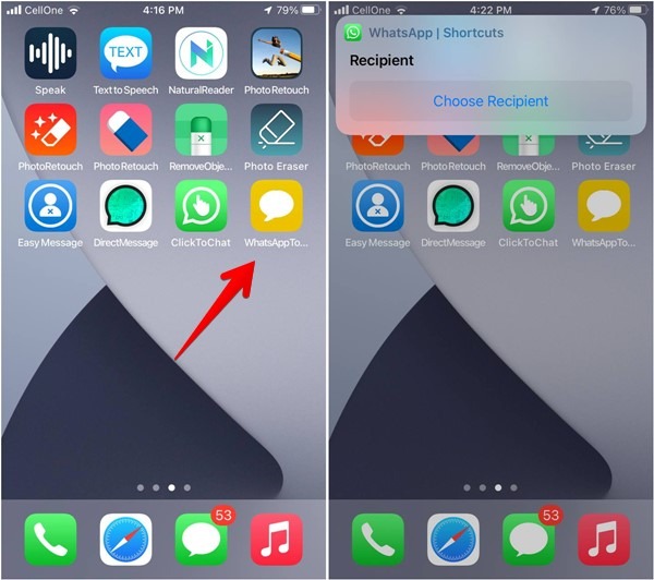 Whatsapp Siri Shortcut Run Home Screen