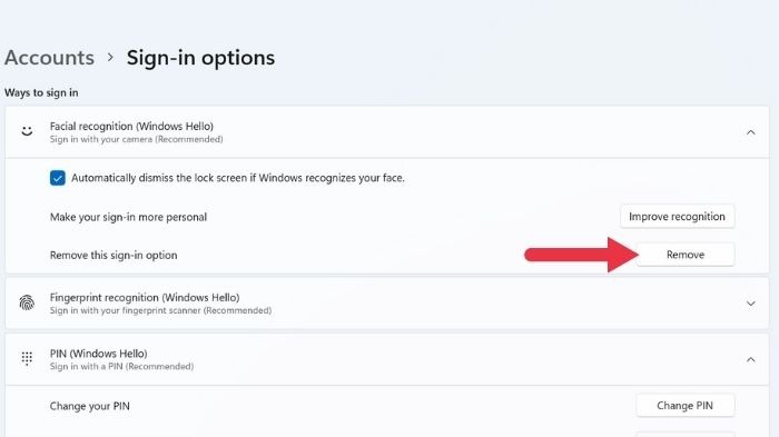 Windows Hello Remove