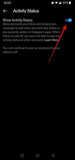 Activity Status Not Showing Enable