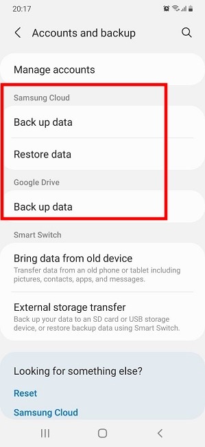Backup Texts Samsung Backup Options