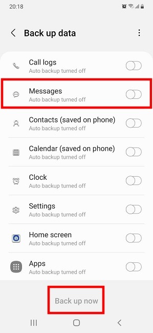 Backup Texts Samsung Select Data