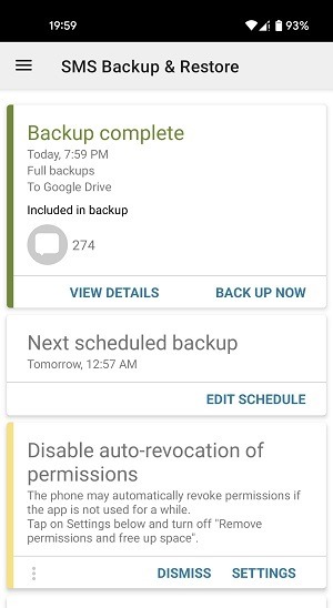 Backup Texts Sms App Backup Complete