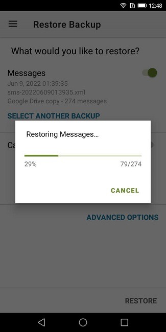 Backup Texts Sms App Backup Started
